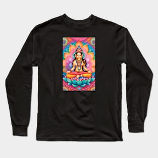 Lakshmi sitting on a lotus flower Long Sleeve T-Shirt